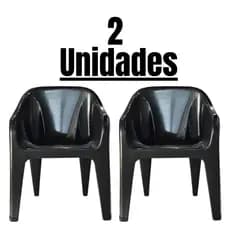 Kit 2 Cadeira Poltrona Confort Luxo Preta Prática Leve Empilhável Toy 25881
