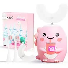 Escova Dental Elétrica Infantil em U, Rosa, 360° Cleaning Sonic Toothbrush, DYCROL