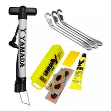 Kit Bomba De Encher Pneu Bike Moto+ Remendo Unium+ Espátulas