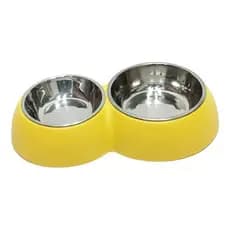 Comedouro Duplo Tigela Inox Para Pet Cachorro Gato Pequeno e Médio Porte