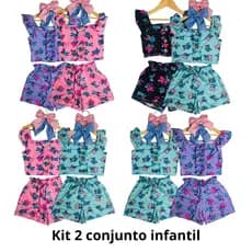 Kit 2 Conjuntos Infantis Femininos | Tecido Suplex | Tamanhos 2 ao 8 | Conforto e Estilo