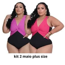 Kit 2 Maiô Plus Size - Detalhe em Nó - Moda Praia Versatil