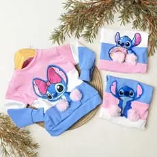 Blusa de Frio Infantil Stitch Feminina com Pom Pom | Tecido Ana Ruga Premium