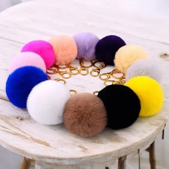 Chaveiro Pingente PomPom de Pelúcia Grande no Atacado Para bolsas Mochilas Chaves de Casa
