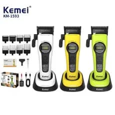 Kemei Profissional Barbeiro Máquina De Cortar Cabelo Recarregável Aparador De Elétrico Corte Rotor Externo Motor Sem Esc