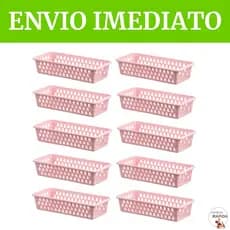 KIT CESTO ORGANIZADOR RETANGULAR CESTINHO MULTIUSO LAVANDERIA BANHEIRO GAVETA PRATELEIRA
