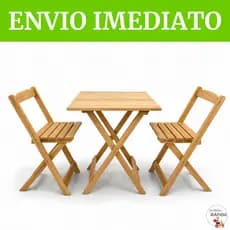 KIT JOGO DE MESA MADEIRA NATURAL DOBRÁVEL 70X70 COM 2 CADEIRAS - BAR RESTAURANTE ÁREA GOURMET