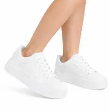 Tenis Feminino Branco Casual Tendencia Estiloso Leve Detalhe em Cores Tendência