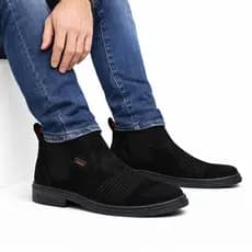 Botina Vaquejada Couro Nobuck Unissex Country Solado Costurado Café Preta