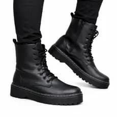 Coturno Feminino Tratorado Tendência Militar Zíper Interno Solado Grosso
