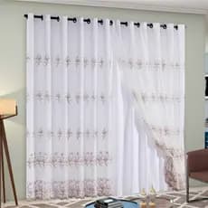 Cortina bordada com Voil e Forro 3,00m x 2,80m | Elegante