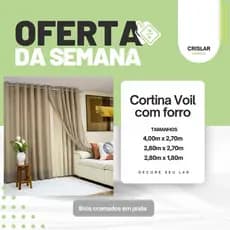 Cortina Voil com Forro Microfibra 2,80m x 2,70m para sala, quarto
