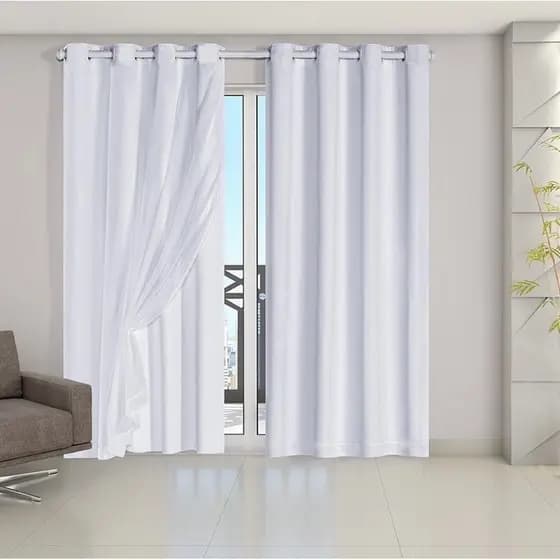Cortina Blackout com Voil 2,80m x 2,70m sala/quarto/escritório