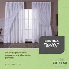 Cortina de Voil com Forro semi blackout para sala/quarto