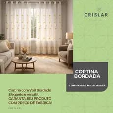 Cortina Voil Bordado e Forro de microfibra - melhor preço