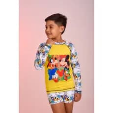 Conjunto proteção solar manga longa blusa sunga menino moda praia infantil piscina mickei