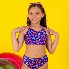 Biquíni Infantil Estampado Butterfly Colorido Conforto e Alegria para o Verão Menina praia piscina sol mar
