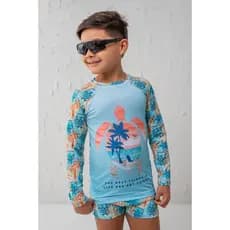 Conjunto manga longa praia, natação piscina blusa sunga estampada tartaruga coqueiro proteção uv50+