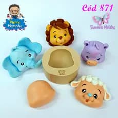 Molde de Silicone Cabeça de Bichinhos M| Para Artesanato Biscuit | Cód 871