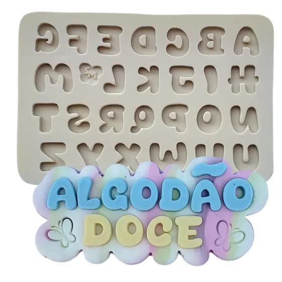 Molde de Silicone Alfabeto Algodão Doce | Para Artesanato Biscuit | Cód 1574