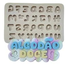Molde de Silicone Alfabeto Algodão Doce | Para Artesanato Biscuit | Cód 1574