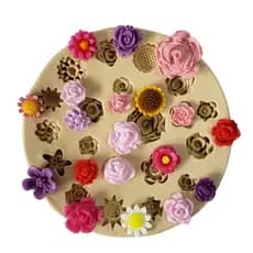 Molde de Silicone para Biscuit  Kit Mini Flores| Artesanato | Porcelana Fria | Modelagem | Cód. 1497