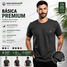 Camiseta Basic Masculina Básica Slim Sustentavel Premium 01