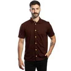 Camisa Masculina De Botão Moda Praia Verão Modelagem Slim Malha Ecológica