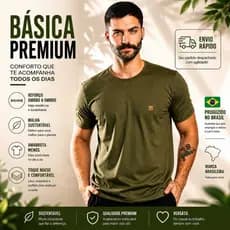 Camiseta Masculina Básica Malha Premium Penteada Slim Sustentavel 01