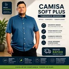 Camisa Masculina Plus Size De Botão Manga Curta De Malha Eco