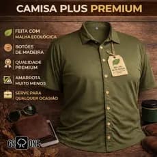 Camisa Masculina Plus Size De Malha Com Botões Em Madeira