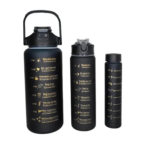 kit 3 Garrafa 2000ml de Água. Squeeze com Adesivos 2D Motivacional em inglês Capacidade