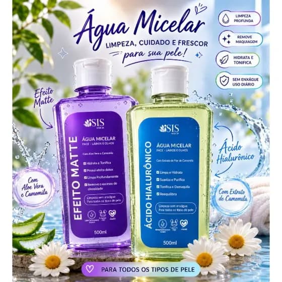 ÁGUA MICELAR iSIS MAKE UP – 500ml