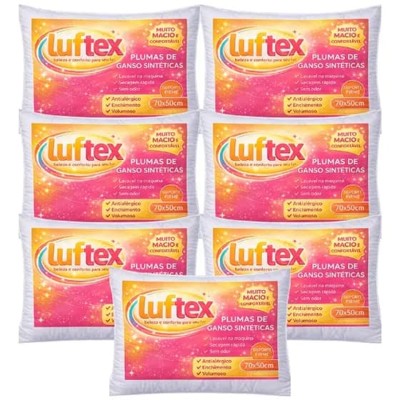 Kit Travesseiro Pluma de Ganso Antiácaro Antialérgico 70x50cm Toque Macio Aconchegante
