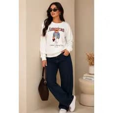 Moletom Off White Ursinho Fashion com Estampa Vintage Premium – Tamanho Único