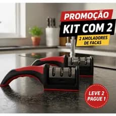 Kit 2 Amoladores de Facas Profissional 3 em 1 – Promoção Leve 2 Pague 1, Afiador Manual Resistente e Fácil de Usar