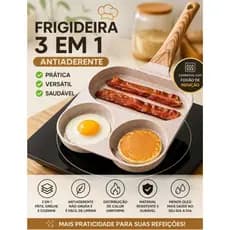 Frigideira 3 em 1 Multifuncional Antiaderente Não Gruda para Café da Manhã Ovo Bacon Panqueca Fácil Limpeza
