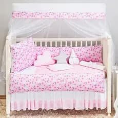 Kit De Berço Para Bebe Estampado 8 Peças Algodão