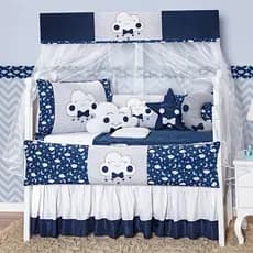 Kit Para Berço De Bebe 12 Peças 2Laterais Completo Lua