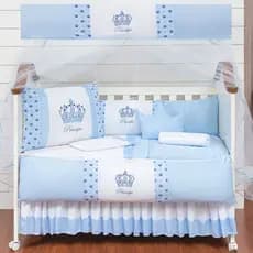 Kit De Berço Para Bebe Completo Coroa  11Peças Com Saia 2 Laterais