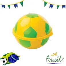 Porta Mix Bola de Futebol Brasil Grande Petiscos Snack Bowl Copa do Mundo Plasutil