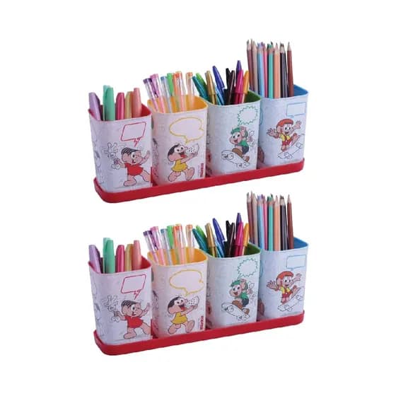 Kit 2 Porta Canetas Organizadores de Lápis Escritório Plasútil Organização Porta Treco Pincel