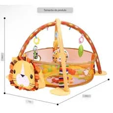Tapete Cercadinho de Atividades Infantil com Piscina de Bolinhas - Leãozinho/Tartaruga Educativo