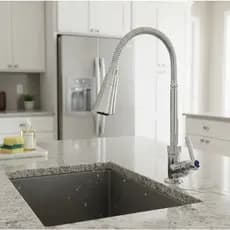 Torneira Gourmet Cozinha Bancada Parede Para Pia Água Fria flexível Jato Duplo Aço inox ABS
