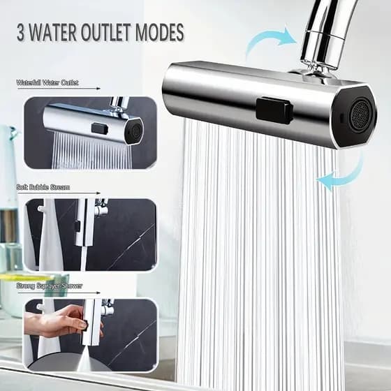 Extensor giratório Cascata  de cozinha ,adaptador de torneira 360° , 4 Funções de bicas ,flexível