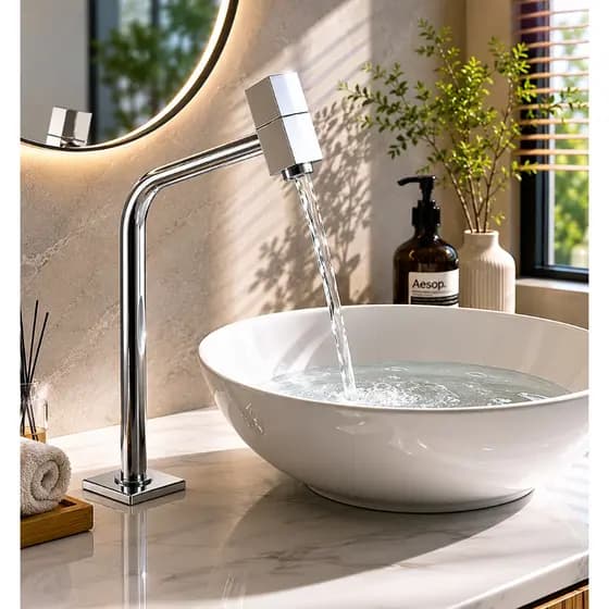 Torneira Banheiro Alta / Baixo Link 45° Quadrada Redondo Aço inox Lavabo Lavatorio Luxo
