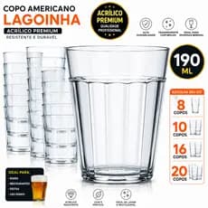 Copo Americano Lagoinha de (Acrilico) Boteco Bar Resistente Cerveja Transparente Liso 190ml KIT