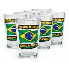 6 Copo de Acrílico Americano Personalizado da Copa do Mundo 190ml