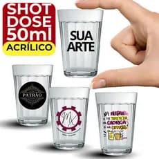 Copo Personalizado Dose Cahaça Acrílico Tequila Vodka Tipo Americano Cristal 50ml
