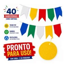 Bandeirinha Tnt Festa Junina Kit 40un Varal 20 Metros
